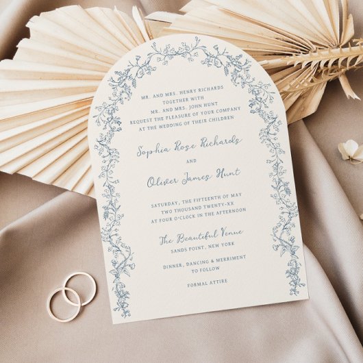 Rustieke  Bloemenlijn Art Arch Wedding Kaart