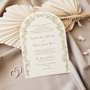Rustieke  Bloemenlijn Art Arch Wedding Kaart