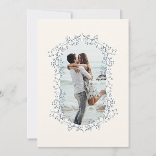 Rustieke  Bloemenlijn Art Bruiloft Save The Date (Achterkant)