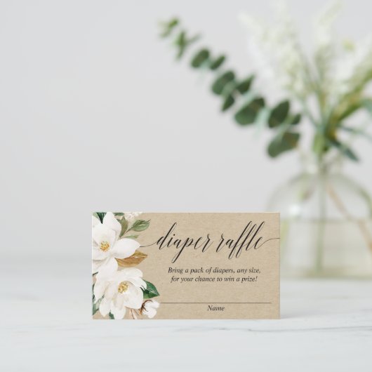 Rustieke bloemenluier baby shower loterij kaarten (Staand voorkant)