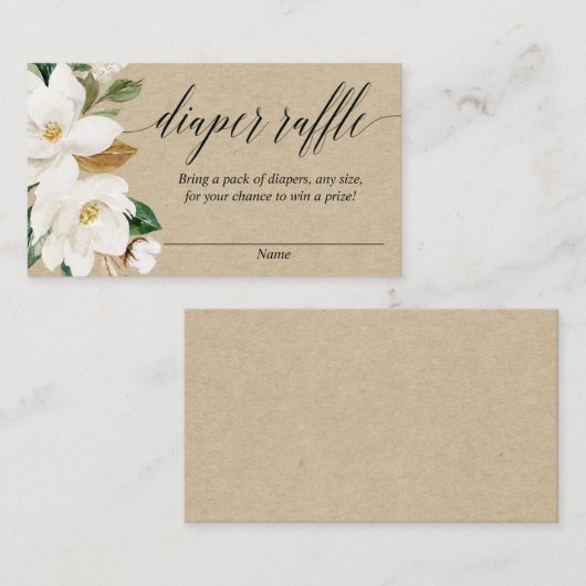 Rustieke bloemenluier baby shower loterij kaarten (Voorkant / Achterkant)