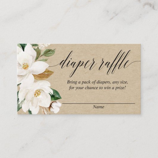 Rustieke bloemenluier baby shower loterij kaarten (Voorkant)