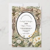 Rustieke bloemenluifel bruiloft kaart (Voorkant)