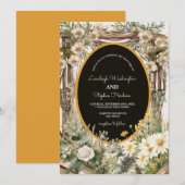 Rustieke bloemenluifel bruiloft kaart (Voorkant / Achterkant)