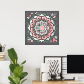 Rustieke bloemenmandala poster (Thuiskantoor)