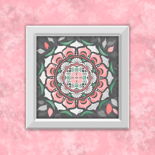 Rustieke bloemenmandala poster