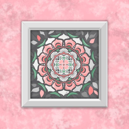 Rustieke bloemenmandala poster