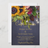 Rustieke bloemenmarine bordeaux winter paar douche kaart (Voorkant)