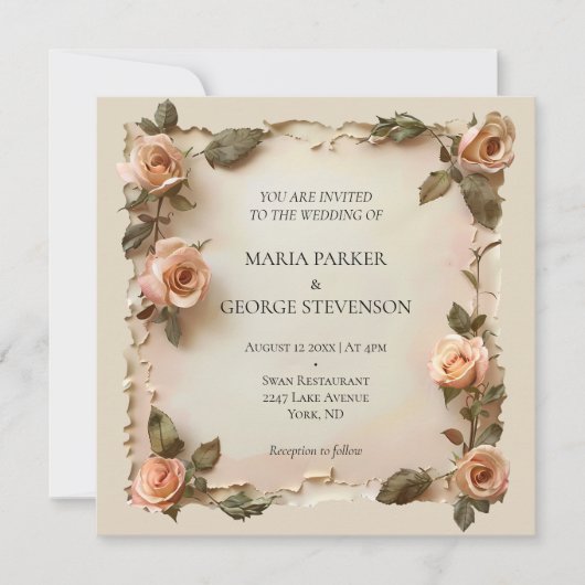  rustieke bloemenoude papieren huwelijksuitnodigin kaart (Voorkant)