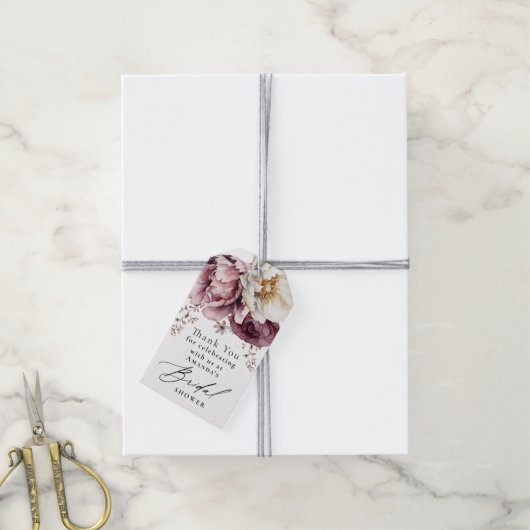 Rustieke bloemenovervloed dank u voor uw gunst cadeaulabel (Met Touw)