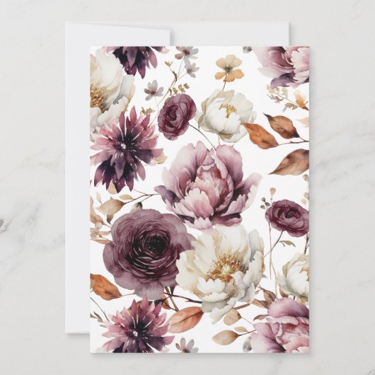 Rustieke bloemenovervloed Romantische Bloemen Kaart (Achterkant)