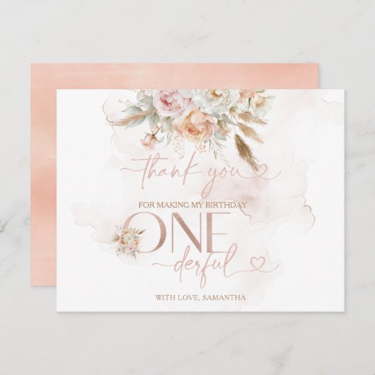 Rustieke bloemenpampa's is ze niet prachtig dank j bedankkaart (Voorkant / Achterkant)