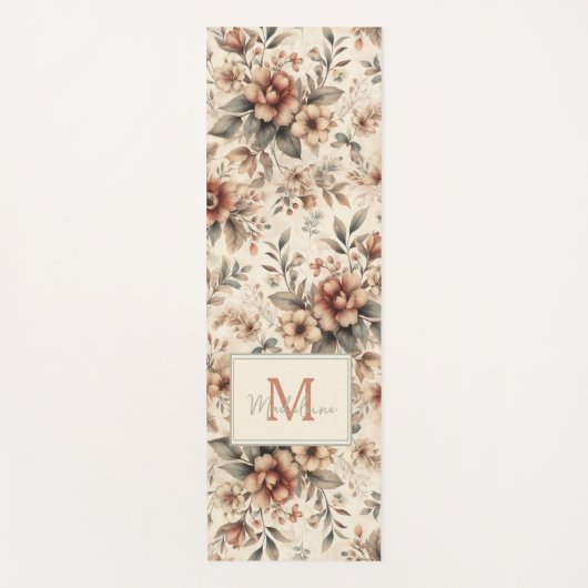 rustieke bloemenpatroonnaam Monogram Yogamat (Voorkant)