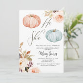 Rustieke Bloemenpompoen Geslacht Onthulling Uitnod Kaart (Staand voorkant)