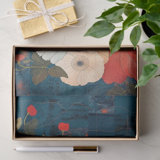 rustieke bloemenquilt decoupage tissuepapier (Geschenk)