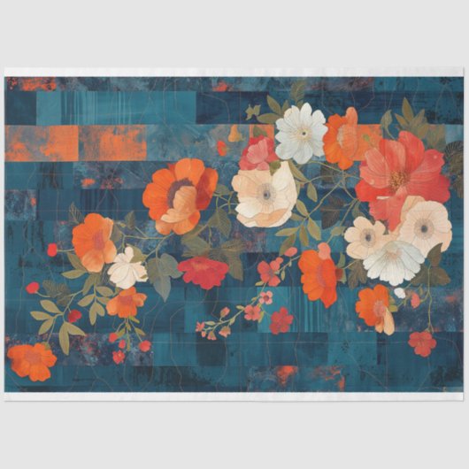  rustieke bloemenquilt decoupage tissuepapier (Voorkant)
