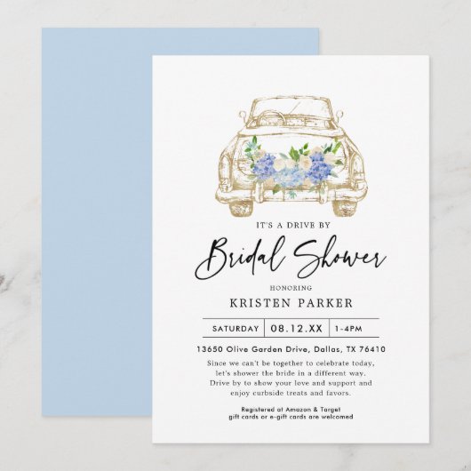 Rustieke bloemenrit door bruidsdouche uitnodiging (Voorkant / Achterkant)