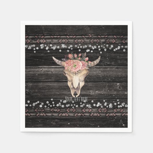Rustieke bloemenschedel Boho chic landelijke glamo Servetten (Voorkant)