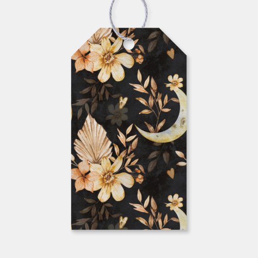 Rustieke Bloemenschedel Halloween Cadeaulabel (Achterkant)