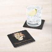 Rustieke Bloemenschedel Halloween Kartonnen Onderzetters (Insitu)