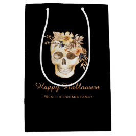 Rustieke Bloemenschedel Halloween Medium Cadeauzakje