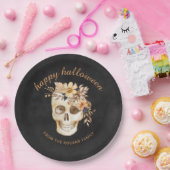 Rustieke Bloemenschedel Halloween Papieren Bordje (Feest)