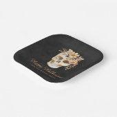 Rustieke Bloemenschedel Halloween Papieren Bordje (Gebogen)