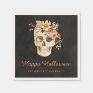 Rustieke Bloemenschedel Halloween Servet