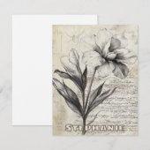 Rustieke Bloemenschets met Kalligrafie - Leeftijd (Voorkant / Achterkant)