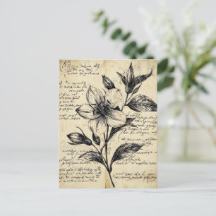 Rustieke Bloemenschets met Kalligrafie - Leeftijd  Briefkaart