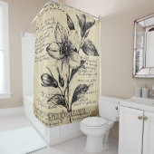 Rustieke Bloemenschets met Kalligrafie - Leeftijd Douchegordijn (In situ)