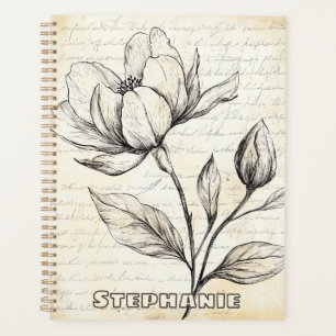 Rustieke Bloemenschets met Kalligrafie - Leeftijd Planner