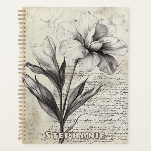 Rustieke Bloemenschets met Kalligrafie - Leeftijd Planner (Voorkant)