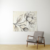Rustieke Bloemenschets met Kalligrafie - Leeftijd Wandkleed (In Situ (horizontaal))