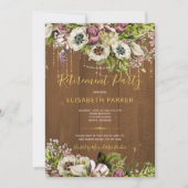 Rustieke bloemenschuur houten herfst pensioenfeest kaart (Voorkant)