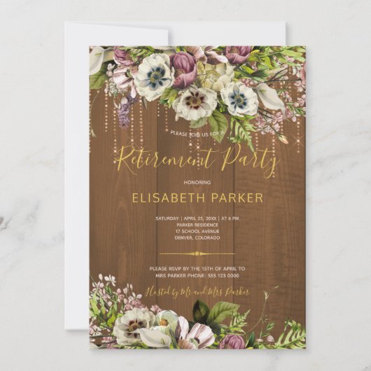 Rustieke bloemenschuur houten herfst pensioenfeest kaart (Voorkant)