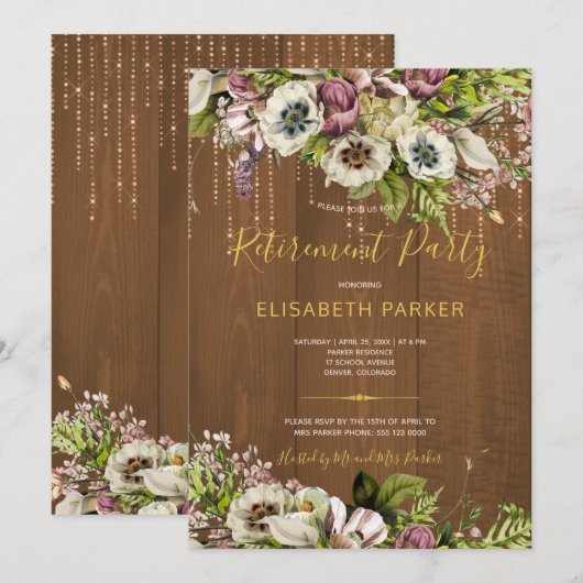 Rustieke bloemenschuur houten herfst pensioenfeest kaart (Voorkant / Achterkant)