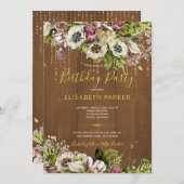 Rustieke bloemenschuur houten herfst verjaardagsfe kaart (Voorkant / Achterkant)