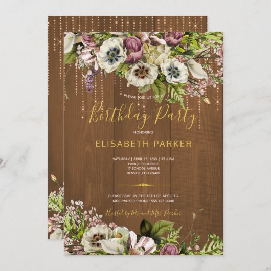 Rustieke bloemenschuur houten herfst verjaardagsfe kaart (Voorkant / Achterkant)