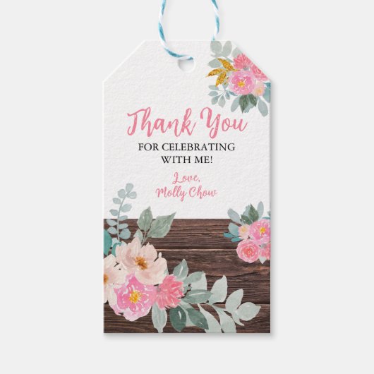 Rustieke bloemensieradekaart cadeaulabel (Voorkant)