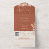 Rustieke bloemenslinger met QR-code herfstbruiloft All In One Uitnodiging (Binnen)