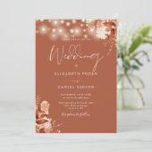 Rustieke bloemenslinger met terracotta herfstbruil kaart (Staand voorkant)