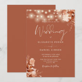 Rustieke bloemenslinger met terracotta herfstbruil kaart (Voorkant / Achterkant)