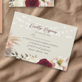 Rustieke bloemenslingerlampjes Huwelijks-RSVP-kaar RSVP Kaartje