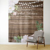 Rustieke bloemenslingerlichten Bruidsfeest achterg Wandkleed (In situ)