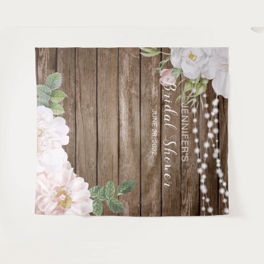 Rustieke bloemenslingerlichten Bruiloftsshower ach Wandkleed (Voorkant (horizontaal))