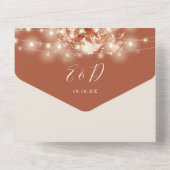 Rustieke bloemenslingerlichten QR-code herfstbruil All In One Uitnodiging (Achterkant)