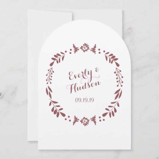 Rustieke bloemenslingers Folk Art Marsala Bruiloft Kaart (Achterkant)