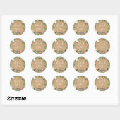 Rustieke bloemenslingerscript Bedankt Ronde Sticker (Vel)
