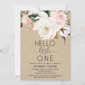 Rustieke bloemenslok en zie baby meisje, magnolia kaart (Voorkant)